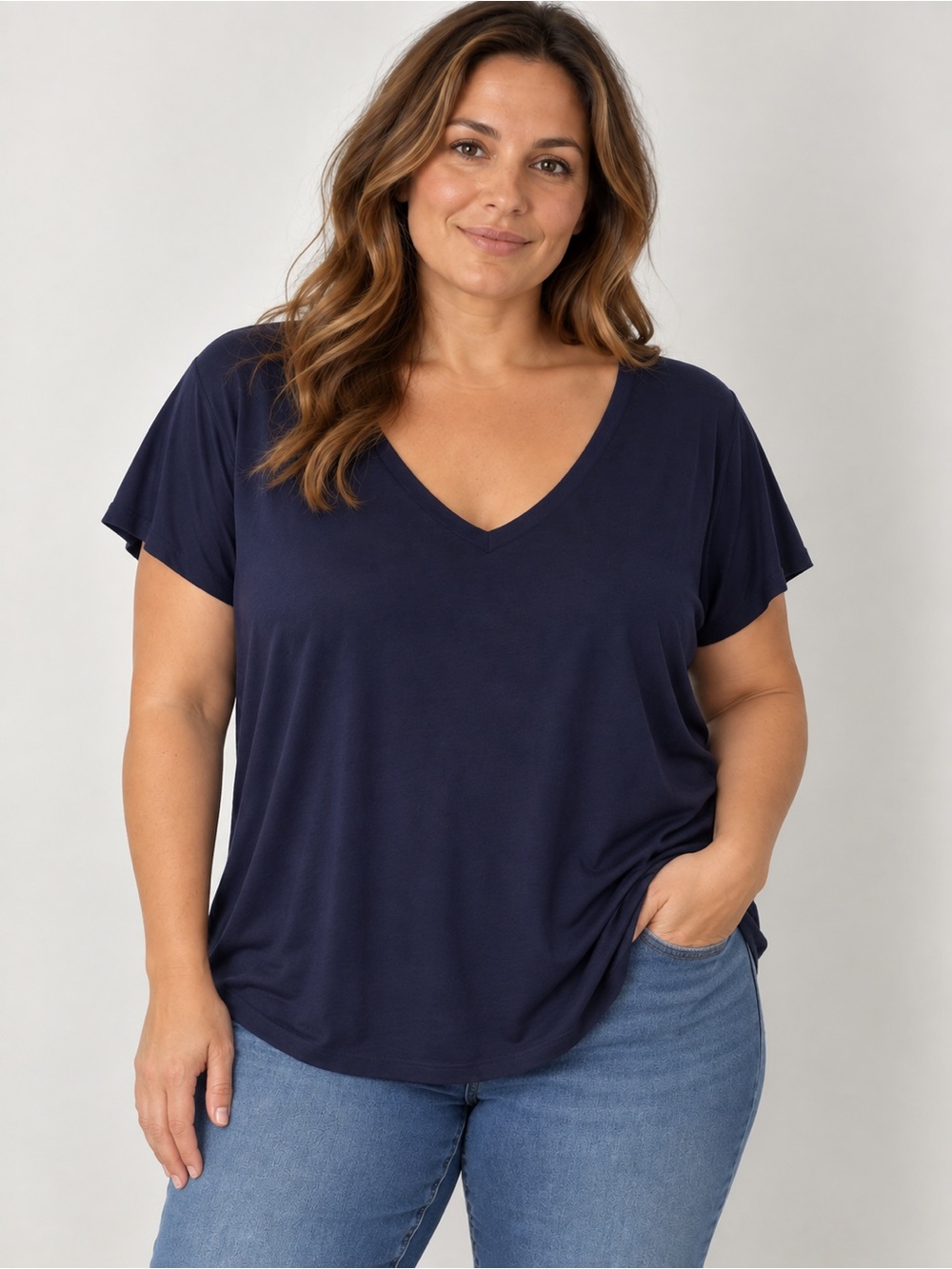 Merona Navy V-Neck Short Sleeve Tee